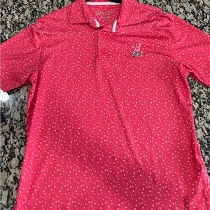 Pink Performance Polo with Textured Dot Design